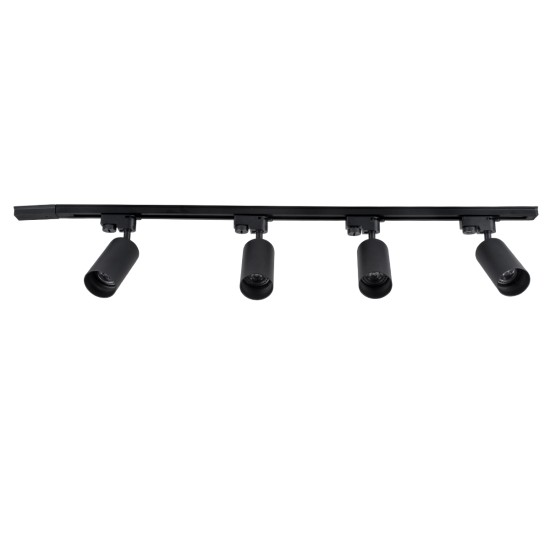GLOBOSTAR® LEO 60356 Μοντέρνο Φωτιστικό Οροφής με Ντουί 4 x GU10 AC 220-240V IP20 - Μαύρο - Μ100 x Π6 x Υ20cm