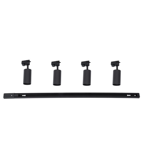 GLOBOSTAR® LEO 60356 Μοντέρνο Φωτιστικό Οροφής με Ντουί 4 x GU10 AC 220-240V IP20 - Μαύρο - Μ100 x Π6 x Υ20cm