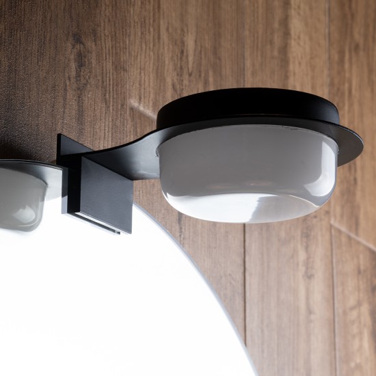 GLOBOSTAR® KIARA 60400 Μοντέρνο Φωτιστικό Τοίχου - Απλίκα Καθρέπτη Μπάνιου LED 5W 560lm 120° AC 220-240V IP44 Φυσικό Λευκό 4500K - Lumileds SMD Chip & TÜV SÜD Driver - Μαύρο Ματ & Λευκό - Μ10 x Π13 x Υ3cm - 3 Χρόνια Εγγύηση