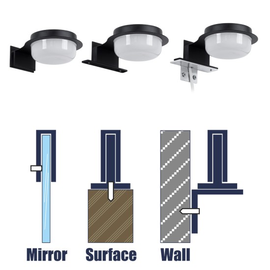 GLOBOSTAR® KIARA 60400 Μοντέρνο Φωτιστικό Τοίχου - Απλίκα Καθρέπτη Μπάνιου LED 5W 560lm 120° AC 220-240V IP44 Φυσικό Λευκό 4500K - Lumileds SMD Chip & TÜV SÜD Driver - Μαύρο Ματ & Λευκό - Μ10 x Π13 x Υ3cm - 3 Χρόνια Εγγύηση