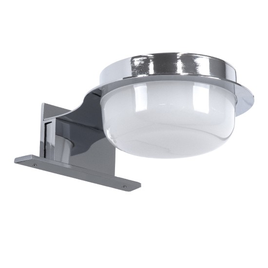 GLOBOSTAR® KIARA 60402 Μοντέρνο Φωτιστικό Τοίχου - Απλίκα Καθρέπτη Μπάνιου LED 5W 560lm 120° AC 220-240V IP44 Φυσικό Λευκό 4500K - Lumileds SMD Chip & TÜV SÜD Driver - Νίκελ Χρώμιο & Λευκό - Μ10 x Π13 x Υ3cm - 3 Χρόνια Εγγύηση