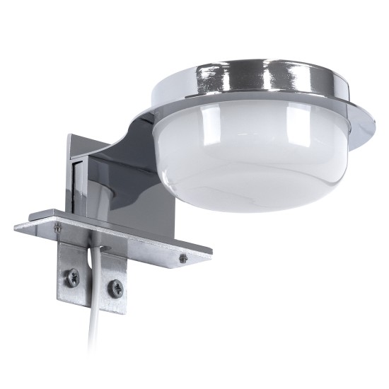 GLOBOSTAR® KIARA 60402 Μοντέρνο Φωτιστικό Τοίχου - Απλίκα Καθρέπτη Μπάνιου LED 5W 560lm 120° AC 220-240V IP44 Φυσικό Λευκό 4500K - Lumileds SMD Chip & TÜV SÜD Driver - Νίκελ Χρώμιο & Λευκό - Μ10 x Π13 x Υ3cm - 3 Χρόνια Εγγύηση