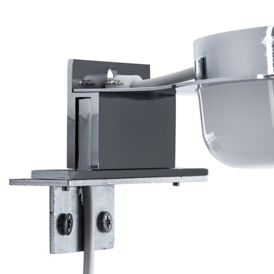 GLOBOSTAR® KIARA 60402 Μοντέρνο Φωτιστικό Τοίχου - Απλίκα Καθρέπτη Μπάνιου LED 5W 560lm 120° AC 220-240V IP44 Φυσικό Λευκό 4500K - Lumileds SMD Chip & TÜV SÜD Driver - Νίκελ Χρώμιο & Λευκό - Μ10 x Π13 x Υ3cm - 3 Χρόνια Εγγύηση