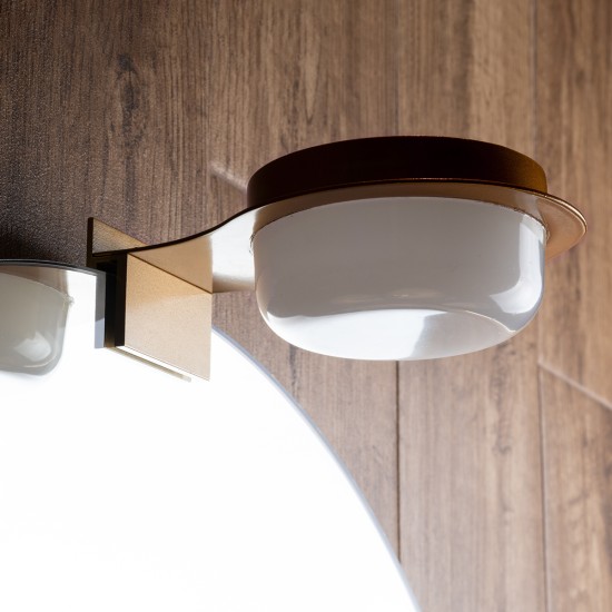 GLOBOSTAR® KIARA 60403 Μοντέρνο Φωτιστικό Τοίχου - Απλίκα Καθρέπτη Μπάνιου LED 5W 560lm 120° AC 220-240V IP44 Φυσικό Λευκό 4500K - Lumileds SMD Chip & TÜV SÜD Driver - Χάλκινο & Λευκό - Μ10 x Π13 x Υ3cm - 3 Χρόνια Εγγύηση