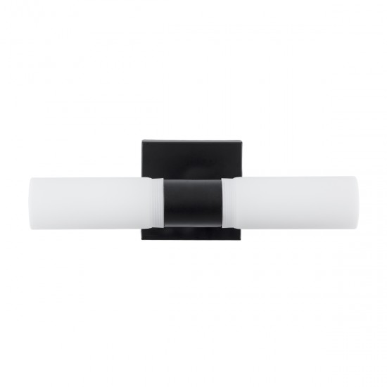 GLOBOSTAR® ANAIS 60408 Μοντέρνο Φωτιστικό Τοίχου - Απλίκα Καθρέπτη Μπάνιου με Ντουί 2 x G9 AC 220-240V IP44 - Μαύρο Ματ & Λευκό - Μ34 x Π12 x Υ11cm