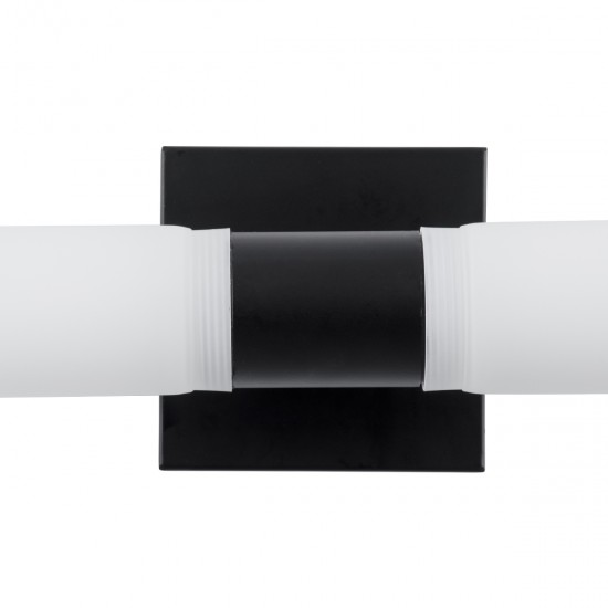 GLOBOSTAR® ANAIS 60408 Μοντέρνο Φωτιστικό Τοίχου - Απλίκα Καθρέπτη Μπάνιου με Ντουί 2 x G9 AC 220-240V IP44 - Μαύρο Ματ & Λευκό - Μ34 x Π12 x Υ11cm