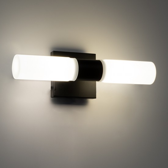 GLOBOSTAR® ANAIS 60408 Μοντέρνο Φωτιστικό Τοίχου - Απλίκα Καθρέπτη Μπάνιου με Ντουί 2 x G9 AC 220-240V IP44 - Μαύρο Ματ & Λευκό - Μ34 x Π12 x Υ11cm