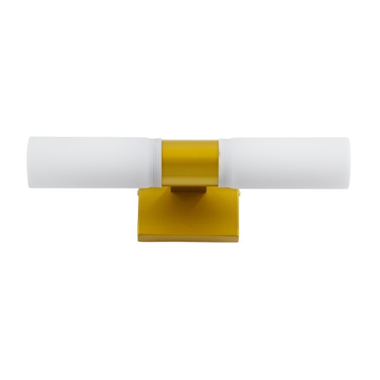 GLOBOSTAR® ANAIS 60409 Μοντέρνο Φωτιστικό Τοίχου - Απλίκα Καθρέπτη Μπάνιου με Ντουί 2 x G9 AC 220-240V IP44 - Χρυσό Βούρτσας & Λευκό - Μ34 x Π12 x Υ11cm