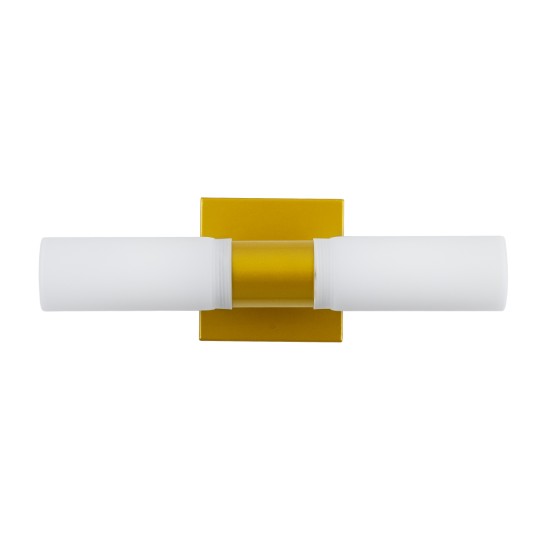 GLOBOSTAR® ANAIS 60409 Μοντέρνο Φωτιστικό Τοίχου - Απλίκα Καθρέπτη Μπάνιου με Ντουί 2 x G9 AC 220-240V IP44 - Χρυσό Βούρτσας & Λευκό - Μ34 x Π12 x Υ11cm