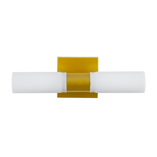 GLOBOSTAR® ANAIS 60409 Μοντέρνο Φωτιστικό Τοίχου - Απλίκα Καθρέπτη Μπάνιου με Ντουί 2 x G9 AC 220-240V IP44 - Χρυσό Βούρτσας & Λευκό - Μ34 x Π12 x Υ11cm