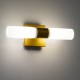 GLOBOSTAR® ANAIS 60409 Μοντέρνο Φωτιστικό Τοίχου - Απλίκα Καθρέπτη Μπάνιου με Ντουί 2 x G9 AC 220-240V IP44 - Χρυσό Βούρτσας & Λευκό - Μ34 x Π12 x Υ11cm