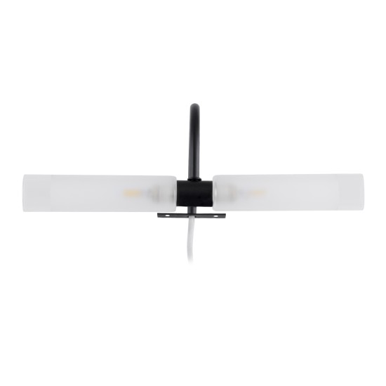 GLOBOSTAR® FLORA 60412 Μοντέρνο Φωτιστικό Τοίχου - Απλίκα Καθρέπτη Μπάνιου με Ντουί 2 x G9 AC 220-240V Αδιάβροχο IP44 - Μαύρο Ματ - Μ31 x Π13 x Υ12cm