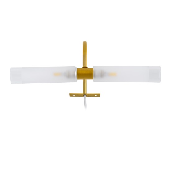 GLOBOSTAR® FLORA 60413 Μοντέρνο Φωτιστικό Τοίχου - Απλίκα Καθρέπτη Μπάνιου με Ντουί 2 x G9 AC 220-240V IP44 - Χρυσό & Λευκό - Μ31 x Π13 x Υ12cm