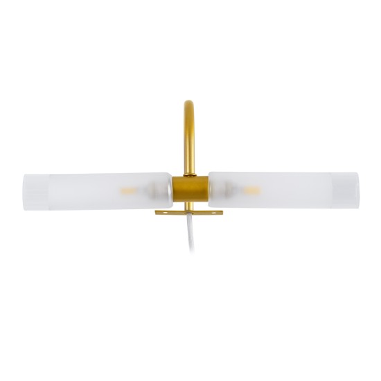 GLOBOSTAR® FLORA 60413 Μοντέρνο Φωτιστικό Τοίχου - Απλίκα Καθρέπτη Μπάνιου με Ντουί 2 x G9 AC 220-240V IP44 - Χρυσό & Λευκό - Μ31 x Π13 x Υ12cm