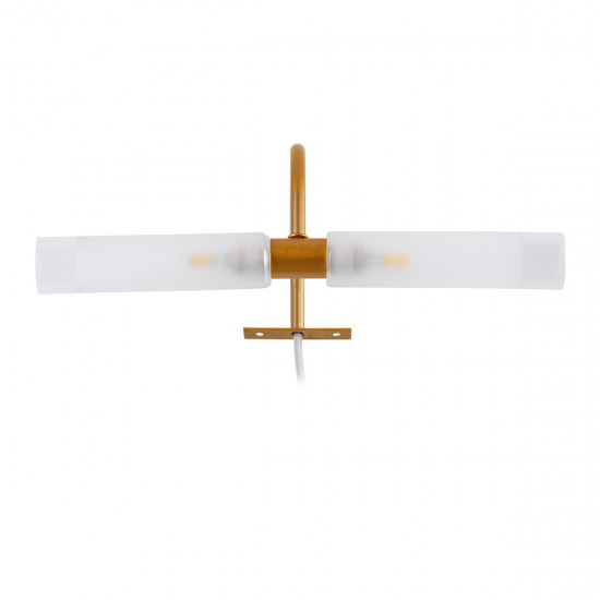 GLOBOSTAR® FLORA 60415 Μοντέρνο Φωτιστικό Τοίχου - Απλίκα Καθρέπτη Μπάνιου με Ντουί 2 x G9 AC 220-240V IP44 - Χάλκινο & Λευκό - Μ31 x Π13 x Υ12cm