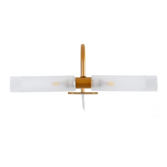 GLOBOSTAR® FLORA 60415 Μοντέρνο Φωτιστικό Τοίχου - Απλίκα Καθρέπτη Μπάνιου με Ντουί 2 x G9 AC 220-240V IP44 - Χάλκινο & Λευκό - Μ31 x Π13 x Υ12cm