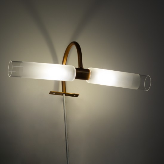 GLOBOSTAR® FLORA 60415 Μοντέρνο Φωτιστικό Τοίχου - Απλίκα Καθρέπτη Μπάνιου με Ντουί 2 x G9 AC 220-240V IP44 - Χάλκινο & Λευκό - Μ31 x Π13 x Υ12cm