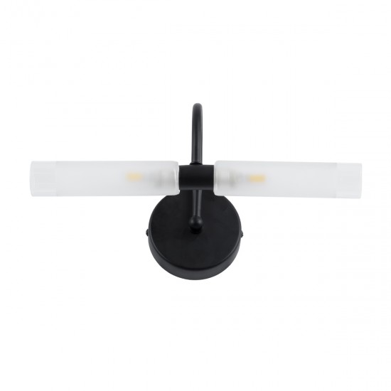 GLOBOSTAR® PAOLA 60416 Μοντέρνο Φωτιστικό Τοίχου - Απλίκα Καθρέπτη Μπάνιου με Ντουί 2 x G9 AC 220-240V Αδιάβροχο IP44 - Μαύρο Ματ & Λευκό - Μ31 x Π16 x Υ15cm