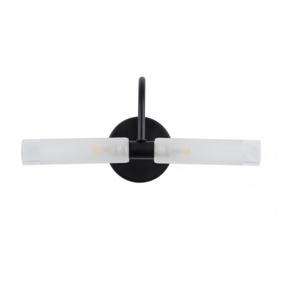 GLOBOSTAR® PAOLA 60416 Μοντέρνο Φωτιστικό Τοίχου - Απλίκα Καθρέπτη Μπάνιου με Ντουί 2 x G9 AC 220-240V Αδιάβροχο IP44 - Μαύρο Ματ & Λευκό - Μ31 x Π16 x Υ15cm