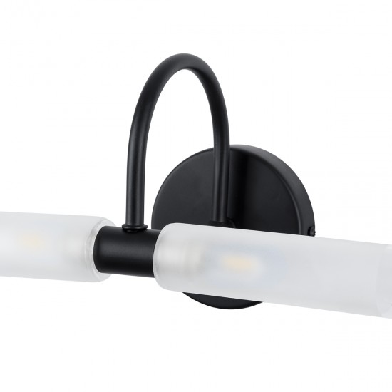 GLOBOSTAR® PAOLA 60416 Μοντέρνο Φωτιστικό Τοίχου - Απλίκα Καθρέπτη Μπάνιου με Ντουί 2 x G9 AC 220-240V Αδιάβροχο IP44 - Μαύρο Ματ & Λευκό - Μ31 x Π16 x Υ15cm