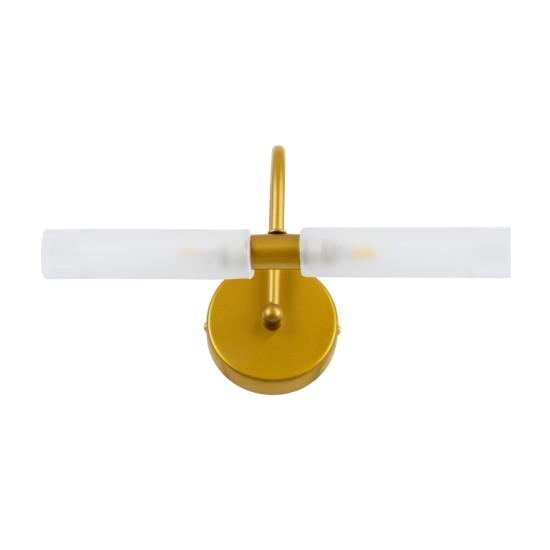 GLOBOSTAR® PAOLA 60417 Μοντέρνο Φωτιστικό Τοίχου - Απλίκα Καθρέπτη Μπάνιου με Ντουί 2 x G9 AC 220-240V IP44 - Χρυσό Βούρτσας & Λευκό - Μ31 x Π16 x Υ15cm