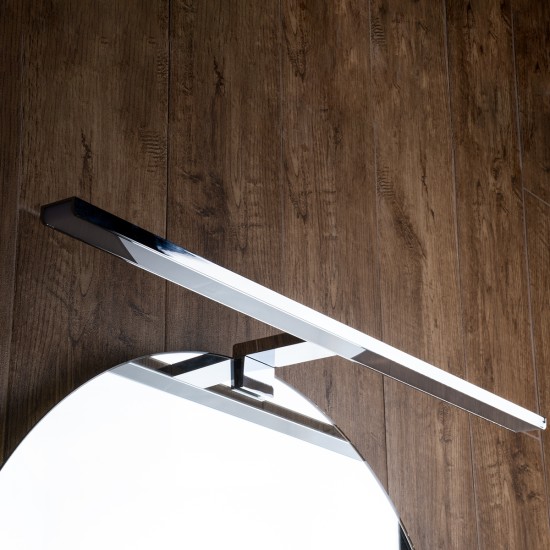 GLOBOSTAR® NINA 60422 Μοντέρνο Φωτιστικό Τοίχου - Απλίκα Καθρέπτη Μπάνιου LED 12W 1400lm 120° AC 220-240V IP44 Φυσικό Λευκό 4500K - Lumileds SMD Chip & TÜV SÜD Driver - Νίκελ Χρώμιο - Μ60 x Π10.5 x Υ4cm - 3 Χρόνια Εγγύηση