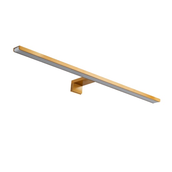 GLOBOSTAR® NINA 60423 Μοντέρνο Φωτιστικό Τοίχου - Απλίκα Καθρέπτη Μπάνιου LED 12W 1400lm 120° AC 220-240V IP44 Φυσικό Λευκό 4500K - Lumileds SMD Chip & TÜV SÜD Driver - Χρυσό Βούρτσας - Μ60 x Π10.5 x Υ4cm - 3 Χρόνια Εγγύηση