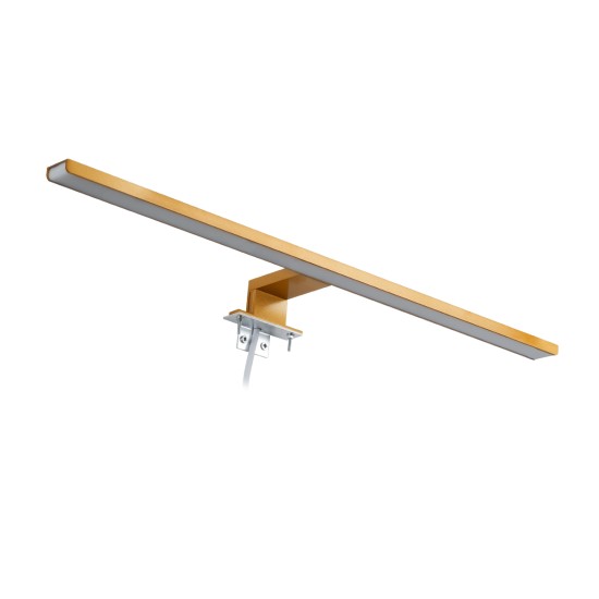 GLOBOSTAR® NINA 60423 Μοντέρνο Φωτιστικό Τοίχου - Απλίκα Καθρέπτη Μπάνιου LED 12W 1400lm 120° AC 220-240V IP44 Φυσικό Λευκό 4500K - Lumileds SMD Chip & TÜV SÜD Driver - Χρυσό Βούρτσας - Μ60 x Π10.5 x Υ4cm - 3 Χρόνια Εγγύηση