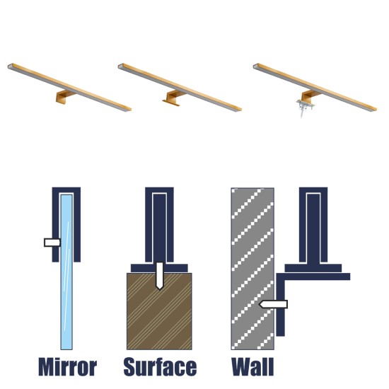 GLOBOSTAR® NINA 60423 Μοντέρνο Φωτιστικό Τοίχου - Απλίκα Καθρέπτη Μπάνιου LED 12W 1400lm 120° AC 220-240V IP44 Φυσικό Λευκό 4500K - Lumileds SMD Chip & TÜV SÜD Driver - Χρυσό Βούρτσας - Μ60 x Π10.5 x Υ4cm - 3 Χρόνια Εγγύηση
