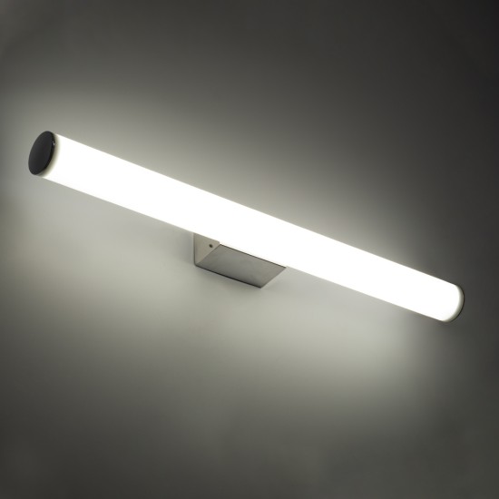 GLOBOSTAR® MABEL 60430 Μοντέρνο Φωτιστικό Τοίχου - Απλίκα Καθρέπτη Μπάνιου LED 12W 1400lm 240° AC 220-240V IP44 Φυσικό Λευκό 4500K - Lumileds SMD Chip & TÜV SÜD Driver - Νίκελ Χρώμιο - Μ60 x Π10 x Υ5cm - 3 Χρόνια Εγγύηση