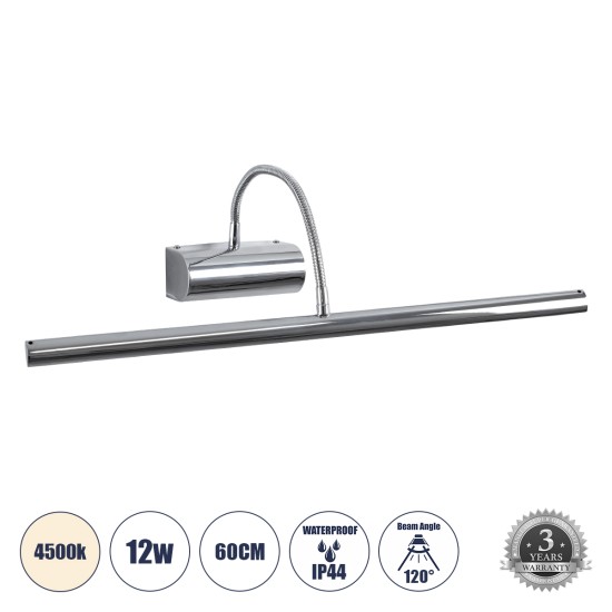 GLOBOSTAR® TROIS 60438 Μοντέρνο Φωτιστικό Τοίχου - Απλίκα Καθρέπτη Μπάνιου LED 12W 1400lm 120° AC 220-240V IP44 Φυσικό Λευκό 4500K - Lumileds SMD Chip & TÜV SÜD Driver - Νίκελ Χρώμιο - Μ60 x Π24 x Υ18cm - 3 Χρόνια Εγγύηση GLOBOSTAR® TROIS 60438 Μοντέρνο Φωτιστικό Τοίχου - Απλίκα Καθρέπτη Μπάνιου LED 12W 1400lm 120° AC 220-240V IP44 Φυσικό Λευκό 4500K - Lumileds SMD Chip & TÜV SÜD Driver - Νίκελ Χρώμιο - Μ60 x Π24 x Υ18cm - 3 Χρόνια Εγγύηση