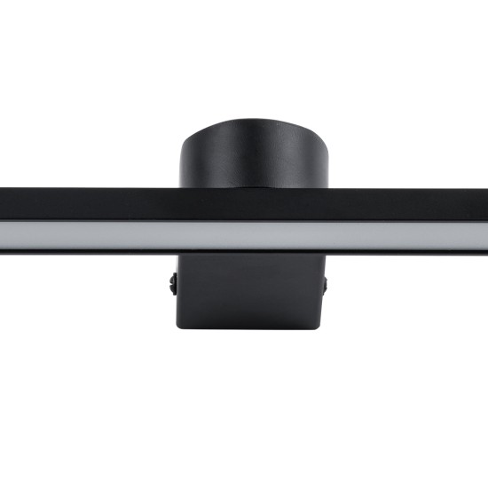 GLOBOSTAR® MEGAN 60448 Μοντέρνο Φωτιστικό Τοίχου - Απλίκα Καθρέπτη Μπάνιου LED 12W 1400lm 120° AC 220-240V IP44 Φυσικό Λευκό 4500K - Lumileds SMD Chip & TÜV SÜD Driver - Μαύρο Ματ - Μ60 x Π12 x Υ4cm - 3 Χρόνια Εγγύηση