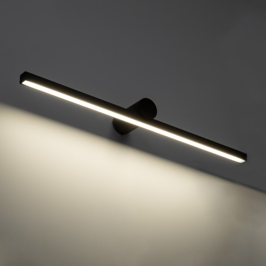 GLOBOSTAR® ROSA 60450 Μοντέρνο Φωτιστικό Τοίχου - Απλίκα Καθρέπτη Μπάνιου LED 12W 1400lm 120° AC 220-240V IP20 Φυσικό Λευκό 4500K - Lumileds SMD Chip & TÜV SÜD Driver - Μαύρο Ματ - Μ60 x Π15 x Υ7cm - 3 Χρόνια Εγγύηση