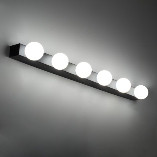GLOBOSTAR® BELLA 60452 Μοντέρνο Φωτιστικό Τοίχου - Απλίκα Καθρέπτη Μπάνιου LED 18W 2052lm 300° AC 220-240V IP44 Φυσικό Λευκό 4500K - Bridgelux COB Chip & TÜV SÜD Driver - Μαύρο Ματ & Λευκό - Μ70 x Π11 x Υ6cm - 3 Χρόνια Εγγύηση