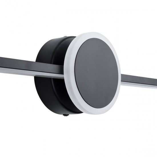 GLOBOSTAR® OPAL 60454 Μοντέρνο Φωτιστικό Τοίχου - Απλίκα Καθρέπτη Μπάνιου LED 14W 1600lm 180° AC 220-240V IP44 Φυσικό Λευκό 4500K - Lumileds SMD Chip & TÜV SÜD Driver - Μαύρο Ματ - Μ60 x Π6 x Υ10cm - 3 Χρόνια Εγγύηση