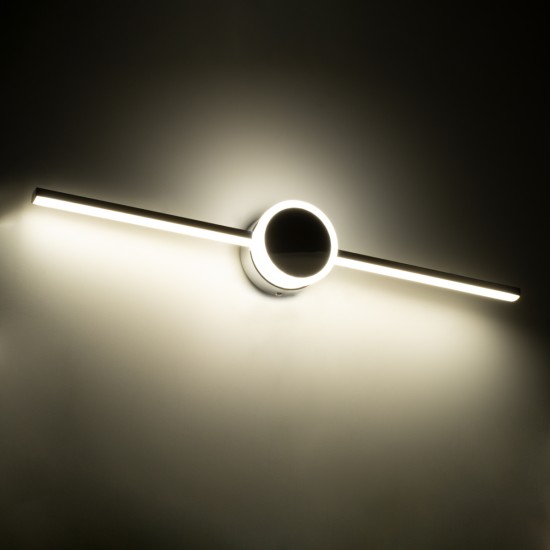 GLOBOSTAR® OPAL 60455 Μοντέρνο Φωτιστικό Τοίχου - Απλίκα Καθρέπτη Μπάνιου LED 14W 1600lm 180° AC 220-240V IP44 Φυσικό Λευκό 4500K - Lumileds SMD Chip & TÜV SÜD Driver - Νίκελ Χρώμιο - Μ60 x Π6 x Υ10cm - 3 Χρόνια Εγγύηση