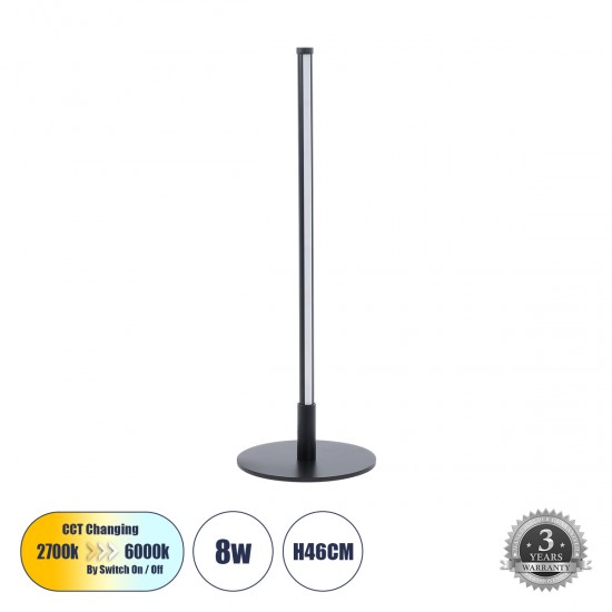 GLOBOSTAR® DALUMA 60467 Μοντέρνο Επιτραπέζιο Φωτιστικό LED 8W 880lm 200° AC 220-240V IP20 Ρυθμιζόμενο Λευκό CCT με On/Off 2700K/4500K/6000K - Lumileds SMD Chip - Μαύρο - Μ15 x Π15 x Υ46cm - 3 Χρόνια Εγγύηση GLOBOSTAR® DALUMA 60467 Μοντέρνο Επιτραπέζιο Φωτιστικό LED 8W 880lm 200° AC 220-240V IP20 Ρυθμιζόμενο Λευκό CCT με On/Off 2700K/4500K/6000K - Lumileds SMD Chip - Μαύρο - Μ15 x Π15 x Υ46cm - 3 Χρόνια Εγγύηση