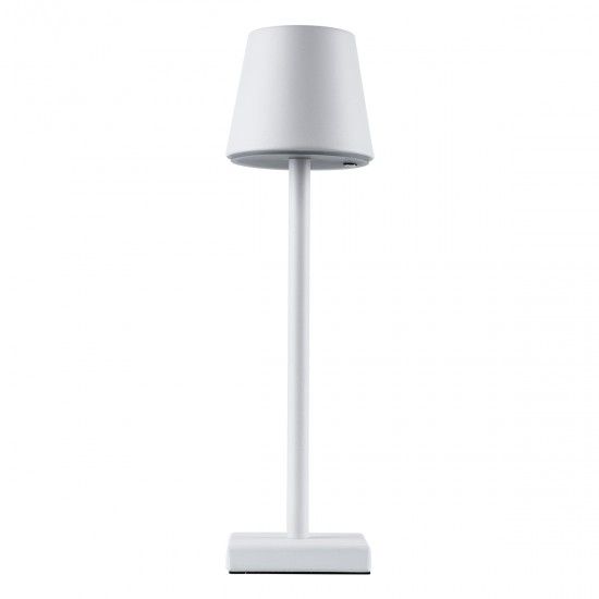 GLOBOSTAR® NEGA 60474 Μοντέρνο Επιτραπέζιο Φωτιστικό LED 2.2W 154lm 360° DC 5V με USB με Επαναφορτιζόμενη Μπαταρία Li-ion 3.7V 4000mAh IP20 Θερμό Λευκό 2700K με Αφή Dimmable - Lumileds SMD Chip - Λευκό - Μ10 x Π10 x Υ39cm - 2 Χρόνια Εγγύηση