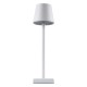 GLOBOSTAR® NEGA 60474 Μοντέρνο Επιτραπέζιο Φωτιστικό LED 2.2W 154lm 360° DC 5V με USB με Επαναφορτιζόμενη Μπαταρία Li-ion 3.7V 4000mAh IP20 Θερμό Λευκό 2700K με Αφή Dimmable - Lumileds SMD Chip - Λευκό - Μ10 x Π10 x Υ39cm - 2 Χρόνια Εγγύηση