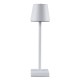 GLOBOSTAR® NEGA 60474 Μοντέρνο Επιτραπέζιο Φωτιστικό LED 2.2W 154lm 360° DC 5V με USB με Επαναφορτιζόμενη Μπαταρία Li-ion 3.7V 4000mAh IP20 Θερμό Λευκό 2700K με Αφή Dimmable - Lumileds SMD Chip - Λευκό - Μ10 x Π10 x Υ39cm - 2 Χρόνια Εγγύηση