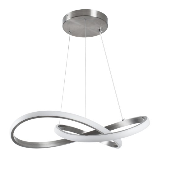 GLOBOSTAR® DEXTER 60498 Μοντέρνο Κρεμαστό Φωτιστικό Οροφής LED 72W 8064lm 300° AC 220-240V IP20 Ρυθμιζόμενο Λευκό CCT με Χειριστήριο από 2700K έως 6000K Dimmable - Lumileds SMD Chip - Νίκελ Βούρτσας - Μ56 x Π56 x Υ14cm - 3 Χρόνια Εγγύηση