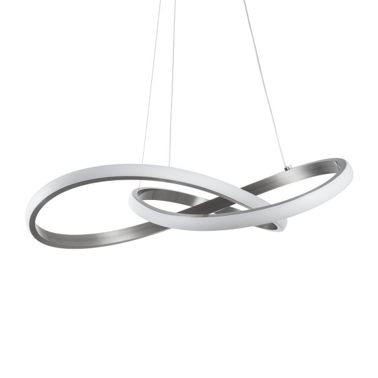 GLOBOSTAR® DEXTER 60498 Μοντέρνο Κρεμαστό Φωτιστικό Οροφής LED 72W 8064lm 300° AC 220-240V IP20 Ρυθμιζόμενο Λευκό CCT με Χειριστήριο από 2700K έως 6000K Dimmable - Lumileds SMD Chip - Νίκελ Βούρτσας - Μ56 x Π56 x Υ14cm - 3 Χρόνια Εγγύηση