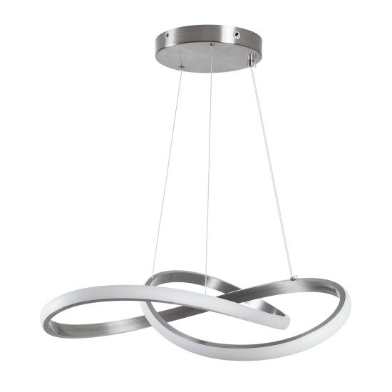 GLOBOSTAR® DEXTER 60498 Μοντέρνο Κρεμαστό Φωτιστικό Οροφής LED 72W 8064lm 300° AC 220-240V IP20 Ρυθμιζόμενο Λευκό CCT με Χειριστήριο από 2700K έως 6000K Dimmable - Lumileds SMD Chip - Νίκελ Βούρτσας - Μ56 x Π56 x Υ14cm - 3 Χρόνια Εγγύηση