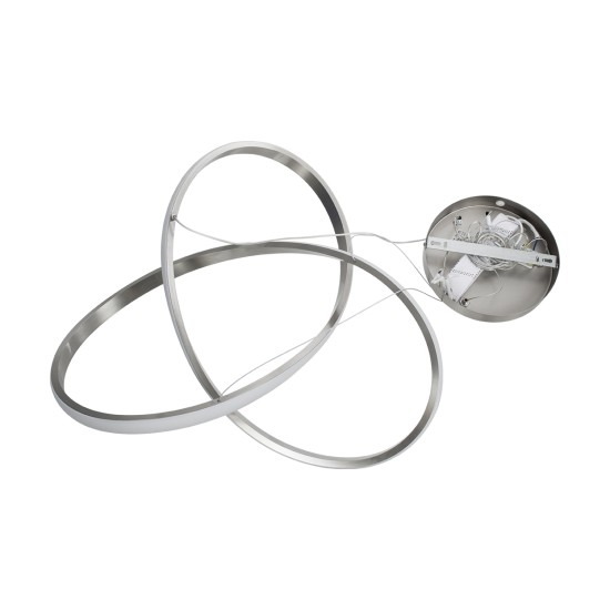 GLOBOSTAR® DEXTER 60498 Μοντέρνο Κρεμαστό Φωτιστικό Οροφής LED 72W 8064lm 300° AC 220-240V IP20 Ρυθμιζόμενο Λευκό CCT με Χειριστήριο από 2700K έως 6000K Dimmable - Lumileds SMD Chip - Νίκελ Βούρτσας - Μ56 x Π56 x Υ14cm - 3 Χρόνια Εγγύηση