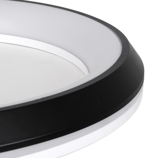 GLOBOSTAR® MELINA 61040 Μοντέρνο Φωτιστικό Οροφής LED 55W 6376lm 120° AC 220-240V IP20 Ρυθμιζόμενο Λευκό CCT με Χειριστήριο από 2700K έως 6000K Dimmable - Lumileds SMD Chip - Μαύρο Ματ - Μ48 x Π48 x Υ9cm - 3 Χρόνια Εγγύηση