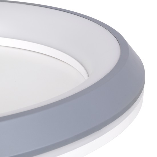 GLOBOSTAR® MELINA 61042 Μοντέρνο Φωτιστικό Οροφής LED 55W 6376lm 120° AC 220-240V IP20 Ρυθμιζόμενο Λευκό CCT με Χειριστήριο από 2700K έως 6000K Dimmable - Lumileds SMD Chip - Γκρι - Μ48 x Π48 x Υ9cm - 3 Χρόνια Εγγύηση