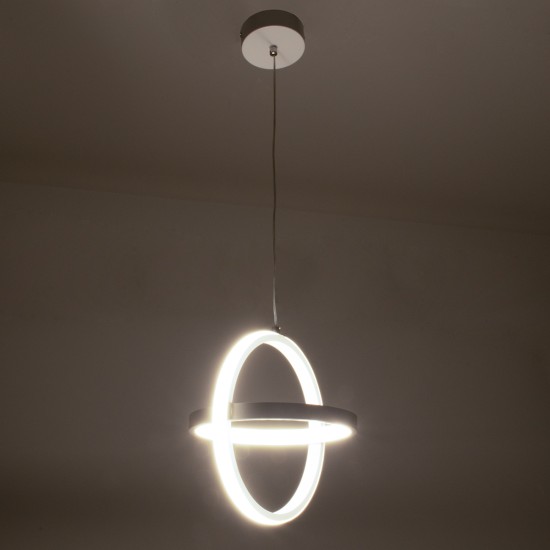 GLOBOSTAR® ALICE 61056 Μοντέρνο Κρεμαστό Φωτιστικό Οροφής LED 20W 2400lm 300° AC 220-240V IP20 Ρυθμιζόμενο Λευκό CCT με On/Off 2700K/4500K/6000K - Lumileds SMD Chip - Λευκό Ματ - Μ25 x Π22 x Υ25cm - 3 Χρόνια Εγγύηση