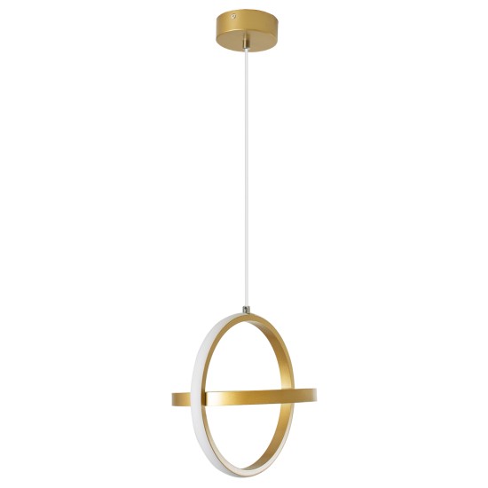 GLOBOSTAR® ALICE 61057 Μοντέρνο Κρεμαστό Φωτιστικό Οροφής LED 20W 2400lm 300° AC 220-240V IP20 Ρυθμιζόμενο Λευκό CCT με On/Off 2700K/4500K/6000K - Lumileds SMD Chip - Χρυσό Βούρτσας - Μ25 x Π22 x Υ25cm - 3 Χρόνια Εγγύηση