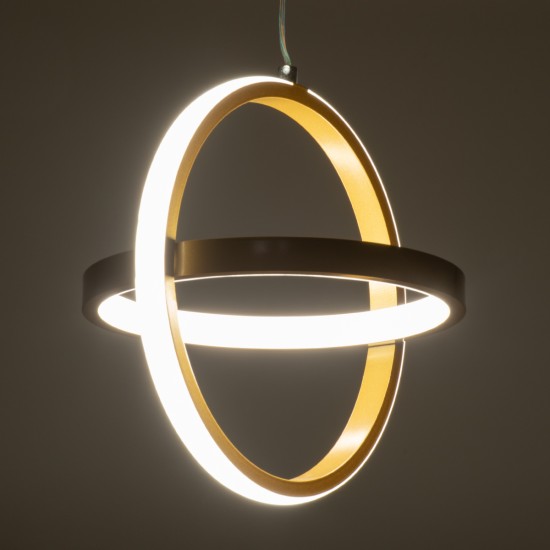 GLOBOSTAR® ALICE 61057 Μοντέρνο Κρεμαστό Φωτιστικό Οροφής LED 20W 2400lm 300° AC 220-240V IP20 Ρυθμιζόμενο Λευκό CCT με On/Off 2700K/4500K/6000K - Lumileds SMD Chip - Χρυσό Βούρτσας - Μ25 x Π22 x Υ25cm - 3 Χρόνια Εγγύηση