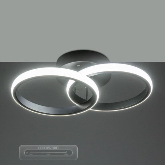 GLOBOSTAR® CORA 61058 Μοντέρνο Φωτιστικό Οροφής LED 18W 2160lm 300° AC 220-240V IP20 Ρυθμιζόμενο Λευκό CCT με On/Off 2700K/4500K/6000K - Lumileds SMD Chip - Μαύρο Ματ - Μ36 x Π20.5 x Υ7cm - 3 Χρόνια Εγγύηση